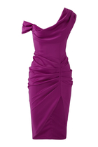 Mya Asymmetric Pleated Drape Mini Dress